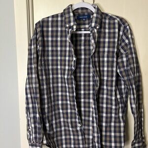 Checkered Blue and White Button-Down Shirt